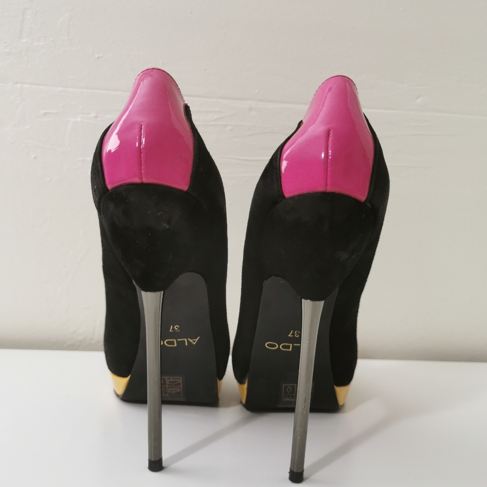 Aldo Open Toe Platform Heels Pink Womens Size 37 - Picture 6 of 9